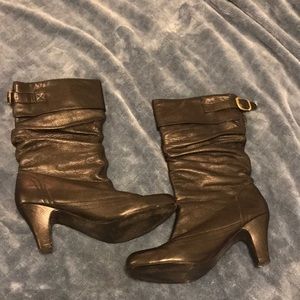 Steve Madden Black Calf Height Leather Boots- 12